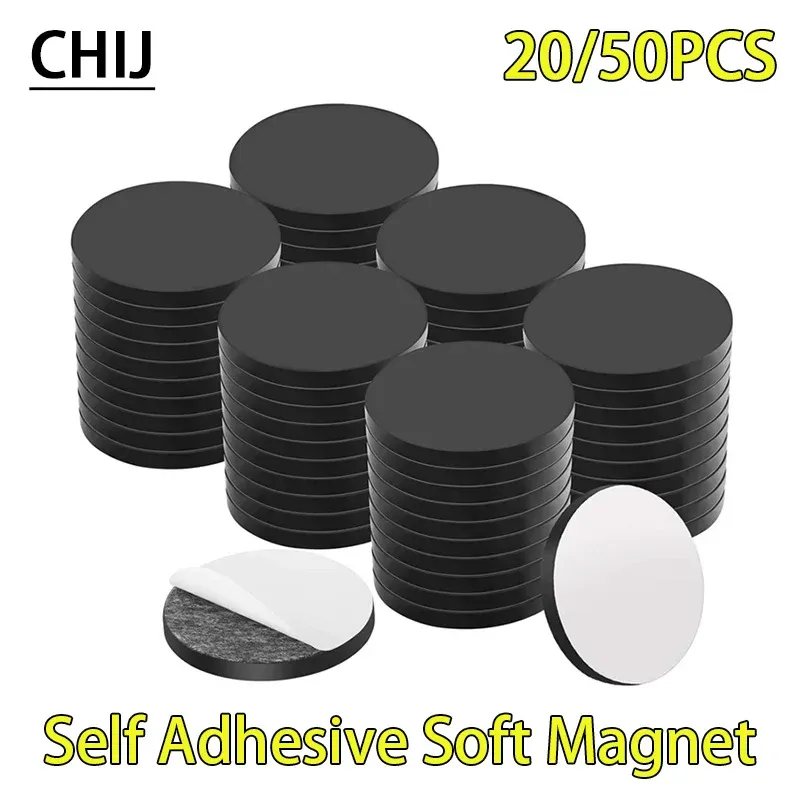 20/50PCS Magnetische Blätter Runde Selbstklebende Magnet Büro Kühlschrank Flexible Magnetische Klebrige Aufkleber Für Home Heißer Verkauf