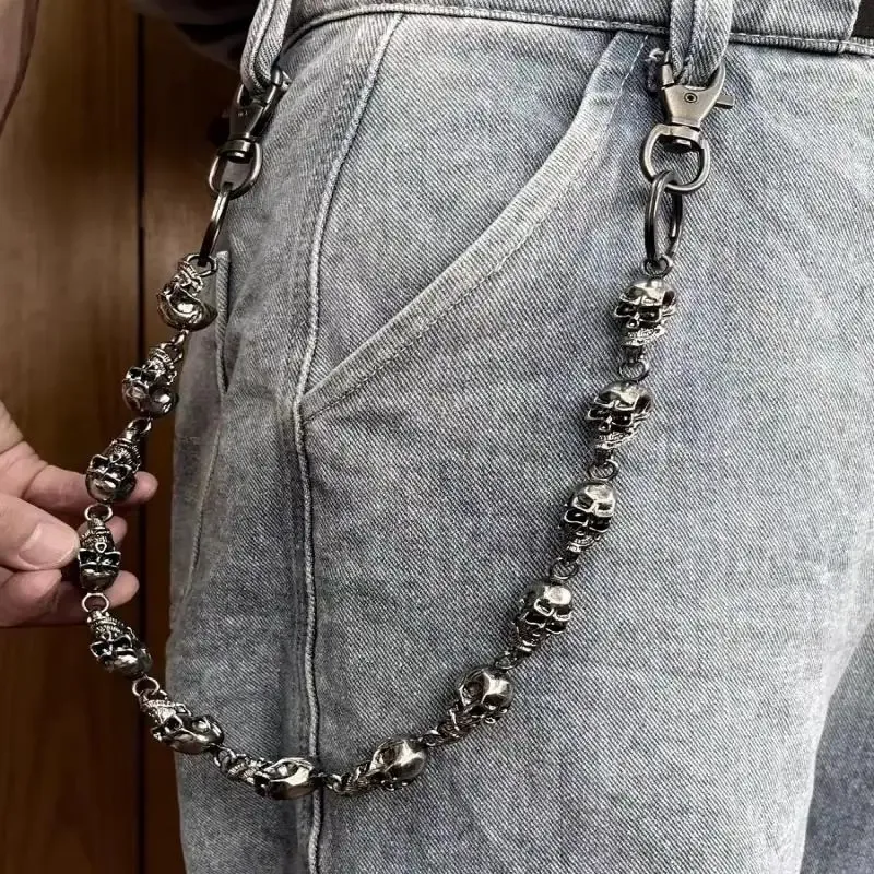 Vintage Goth Punk Schwere Taille Kette Herren Totenkopf Schlüsselanhänger Geldbörse Kette für Radfahren Rock Multifunktionale Modeaccessoires