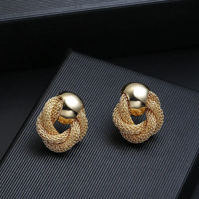 Vintage Metallic Twisted Weben Runde Kreis Baumeln Ohrringe 2025, Neue Mode Hochzeit Party Tropfen Ohrringe für Frau Schmuck