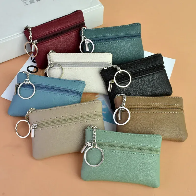 Mini Pu Leder Brieftasche Geldbörse Schlüssel tasche Mode Schlüssel halter Tasche Karte Aufbewahrung tasche multifunktion ale Reiß verschluss Münz beutel