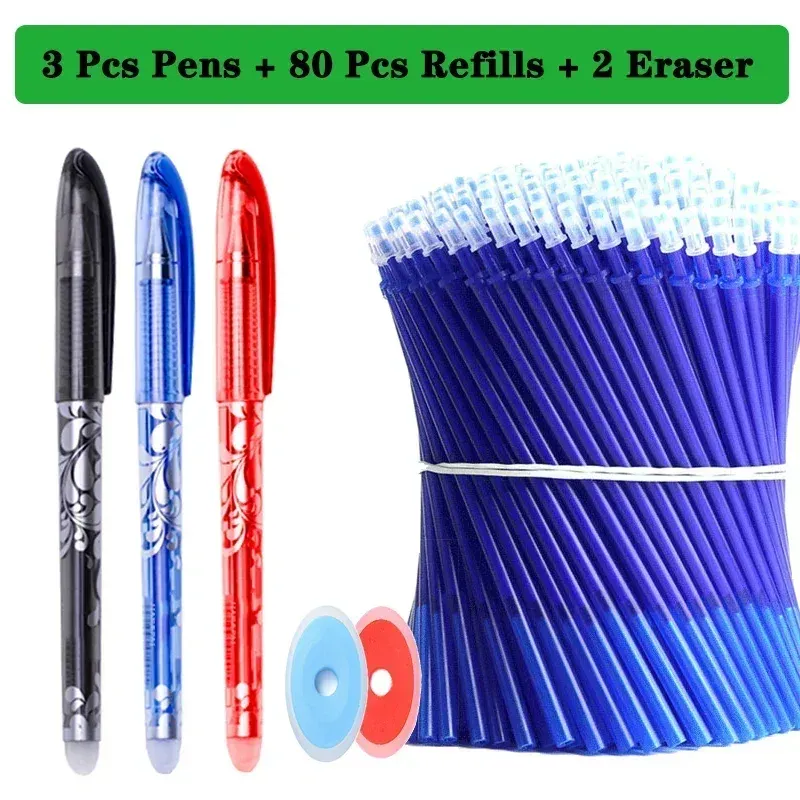 85 Teile/satz Löschbaren Stift Gel Stifte Blau/Schwarz tinte Minen Stange Waschbar Griff Schule Schriftlich Büro Kawaii Schreibwaren Gel stift