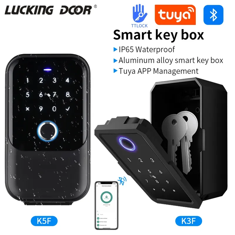 Wasserdichter Schlüsselsafe, intelligente Fingerabdruck-Aufbewahrung, geheime Schlüssel-Sicherheitsbox, Tuya- oder TTlock-App, Bluetooth zu WiFi-Hub, Entriegelung des Vorhängeschlosses