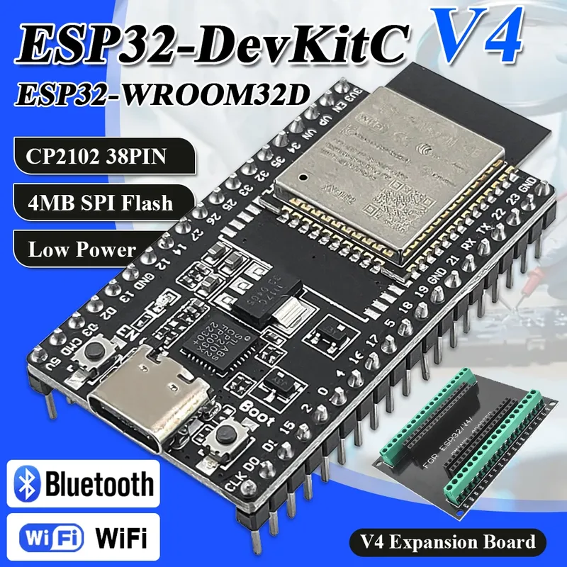 ESP32-Entwicklungsplatine mit GPIO-Erweiterungsplatinen-Kit ESP32-32D BT WLAN-Modul 38PIN CP2102 ESP32-DevKitC USB Typ-C