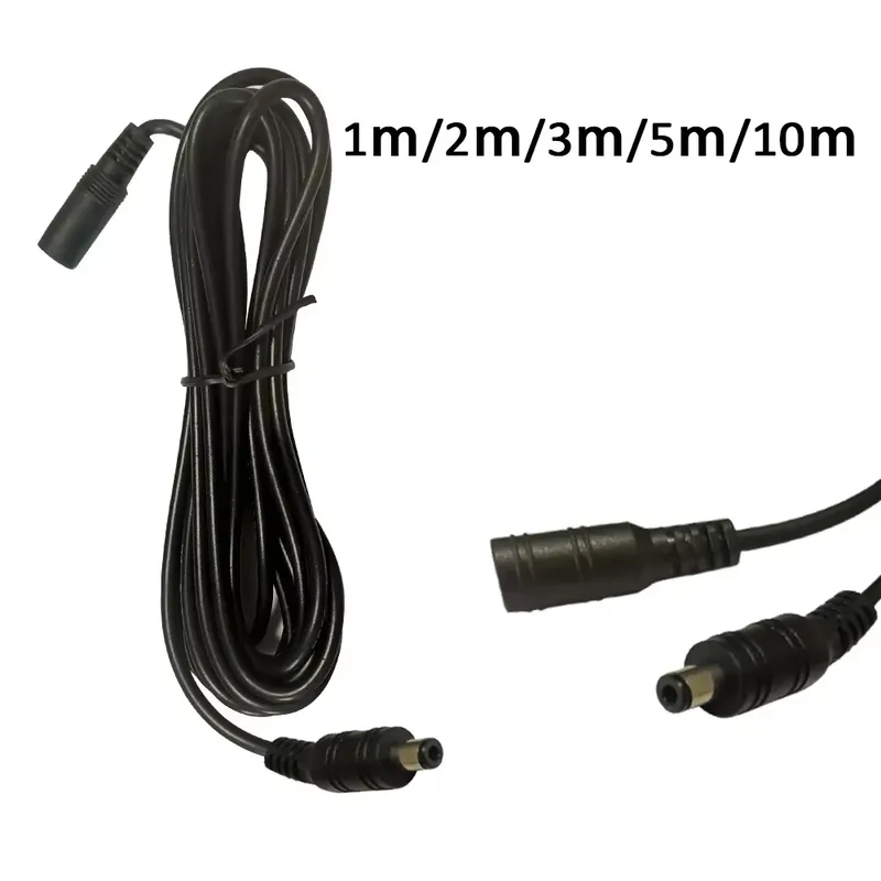 1M 3M 5M 10M DC-Verlängerungskabel 2,1 mm x 5,5 mm Buchse auf Stecker Netzkabel Kabeladapter Extender Schwarzer Elektrokabel