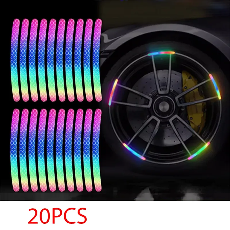 20PCS Fahrrad Rad Leuchtende Aufkleber Reflektierende Aufkleber Leuchtende Fluoreszierende Rad Dekoration Motorrad Auto Nacht Aufkleber