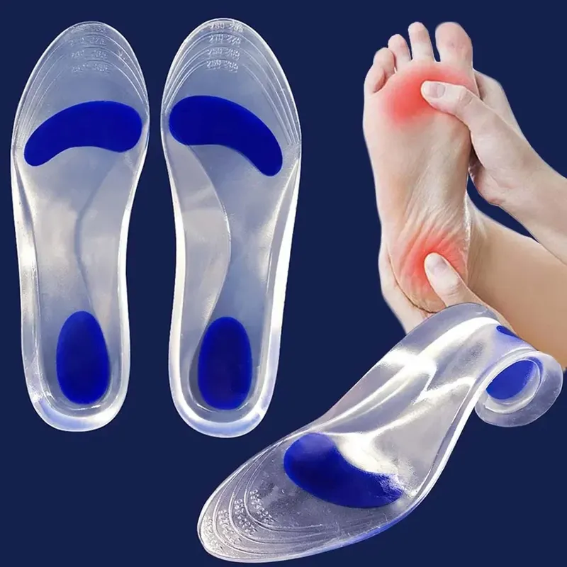 Medizinische Einlegesohlen aus Silikongel für Schuhe, Männer und Frauen, Plattfußgewölbeunterstützung, orthopädische Einlegesohlen zur Linderung von Plantarfasziitis, Schuhpolster