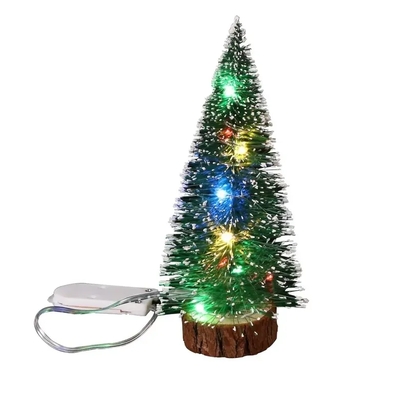 1pc LED Licht Mini Künstliche Weihnachtsbäume Dekorationen Festival Tabletop Miniatur Schnee Frost Weihnachten Baum Dekor 4 Größen