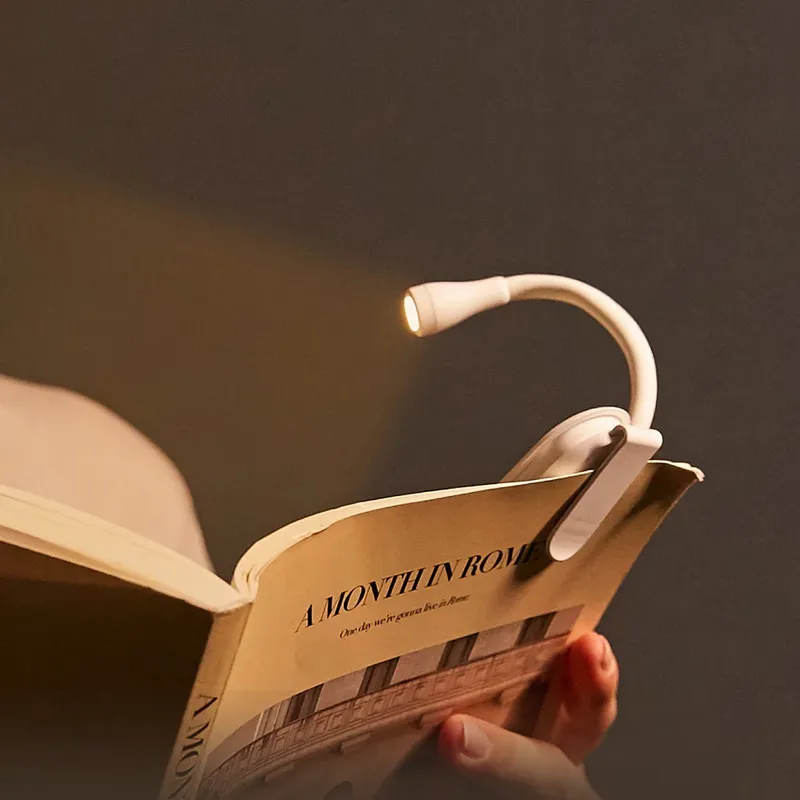 3-farbiges Mini-LED-Buchlicht, Augenschutz, verstellbarer Clip, 360° °   Flip-Studienlampe, wiederaufladbar, zum Lesen im Reiseschlafzimmer