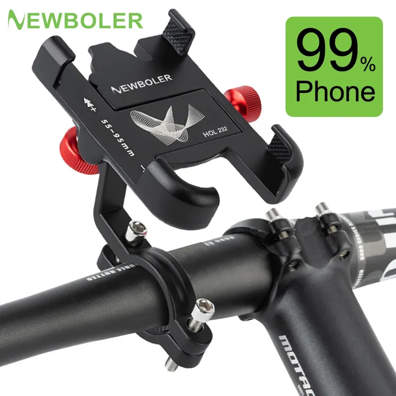 NEWBOLER MTB Telefonhalterung Ständer Fahrradhalter 360° °   Drehbarer, verstellbarer Fahrrad-Telefonhalter aus Aluminium, rutschfeste Fahrradhalterung