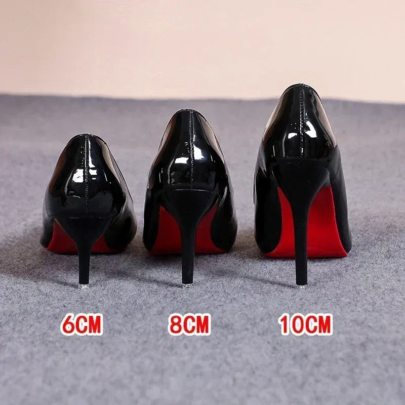 Sexy Rote Untere Frauen High Heels Klassische Damen Pumps Herbst Weiche Leder Kleid Ferse Schuhe für Frauen Bankett Hochzeit High Heels