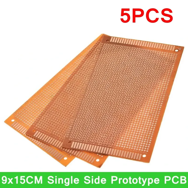 5 Stück 9 x 15 9 x 15 cm, einseitig, Prototyp, PCB, Universalplatine, experimentelle Bakelit-Kupferplatte, Leiterplatte, gelb