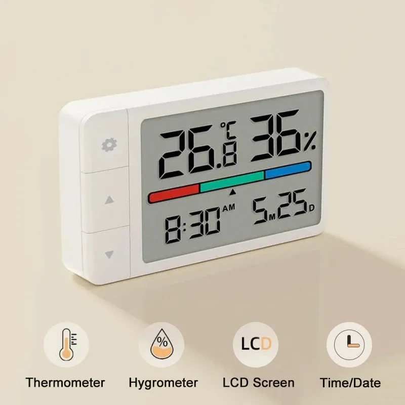 MiaoMiaoCe Intelligentes Thermometer Hygrometer Multifunktionsuhr Digitale Anzeige Wetterstation Sensor für Zuhause