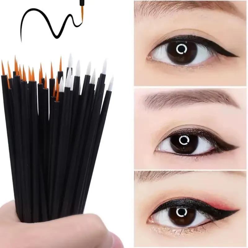 50 teile/los Wiederverwendbare Gel Liner Nail art Pinsel Malerei Stift Einweg Eyeliner Schönheit Eyeliner Makup-Tools