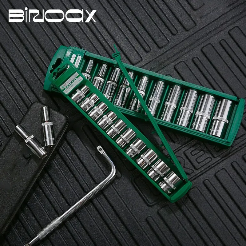Hex Steckschlüssel Kopf Set 1/4 3/8 1/2 Kurze Lange Buchse Tiefmutter Fahrer Hülse Spanner Ende Ratsche Werkzeug Mit Halter