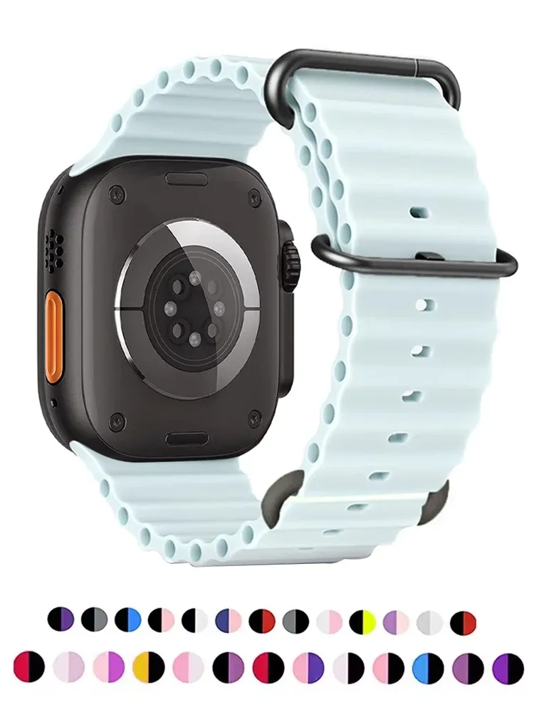 Ocean Band für Apple Watch Ultra 3 Series 11 10 9 7 8 6 SE 49 mm 45 mm 46 mm 42 mm 44 mm 40 41 Silikonarmband Correa iWatch Armband