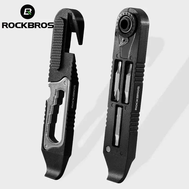 ROCKBROS Fahrradschlüssel-Set, hochfest, multifunktional, tragbar, Fahrradreifenheber, Ratschenschlüssel-Set, Fahrradreifen, neugierige Stange