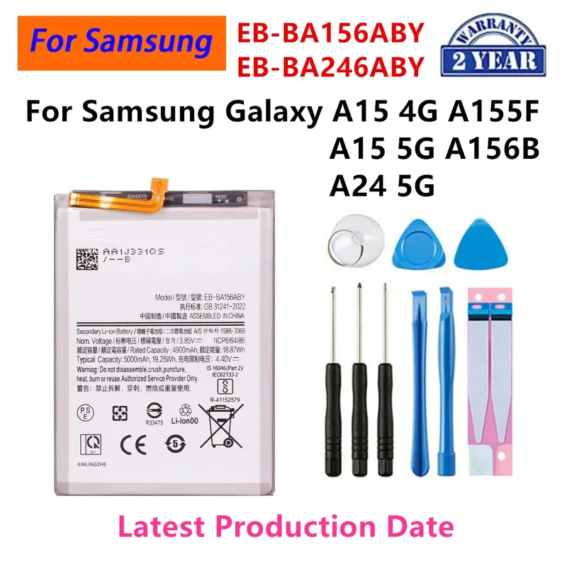 Marke Neue EB-BA156ABY EB-BA246ABY Batterie Für Samsung Galaxy A15 4G A155F / A15 5G A156B A24 5G Handy batterien + Werkzeuge