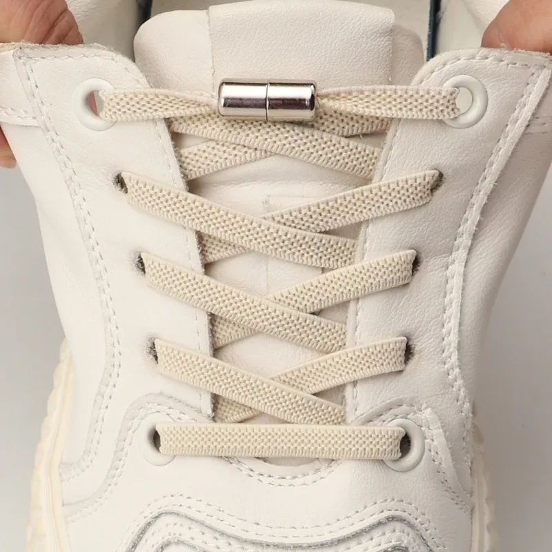 Elastische Schnürsenkel für Turnschuhe, ohne Binden, Schnürsenkel mit Kapselschloss, Schnürsenkel ohne Bänder, für Kinder und Erwachsene, 0,6 cm, flache Schnürsenkel für Schuhe
