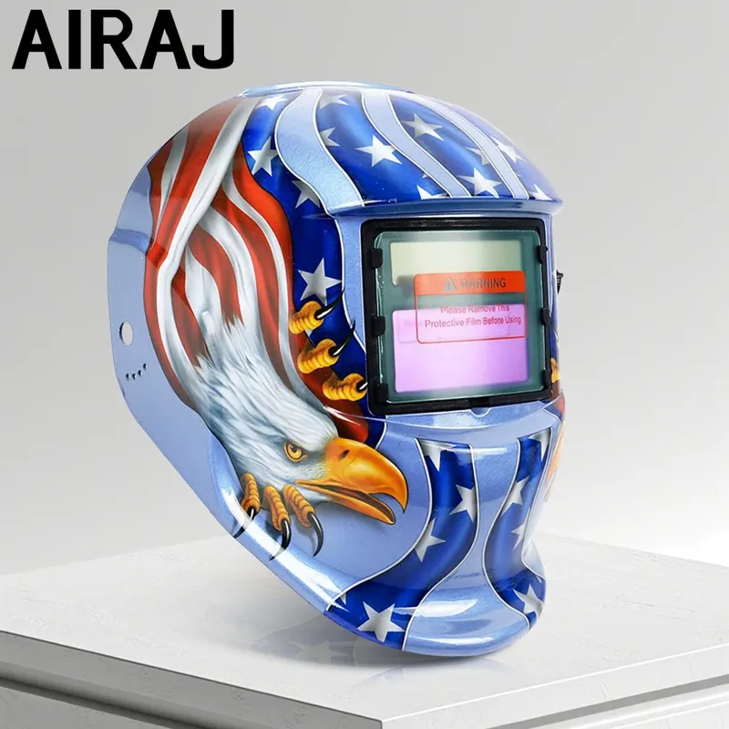 AIRAJ Schweißhelm, automatische Verdunkelung, Schweißmaske für WIG MIG ARC Schweißgerät, große Ansicht, echte Farbe, DIN9-13, 93 x 42 mm Sicht