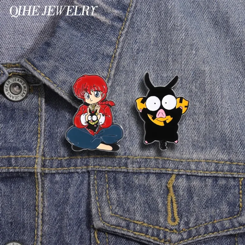 Cartoon Anime Mädchen Schwein Emaille Pins Klassische Manga Charaktere Rolle Metall Broschen Revers Abzeichen Kragen Schmuck Zubehör Kinder Geschenke