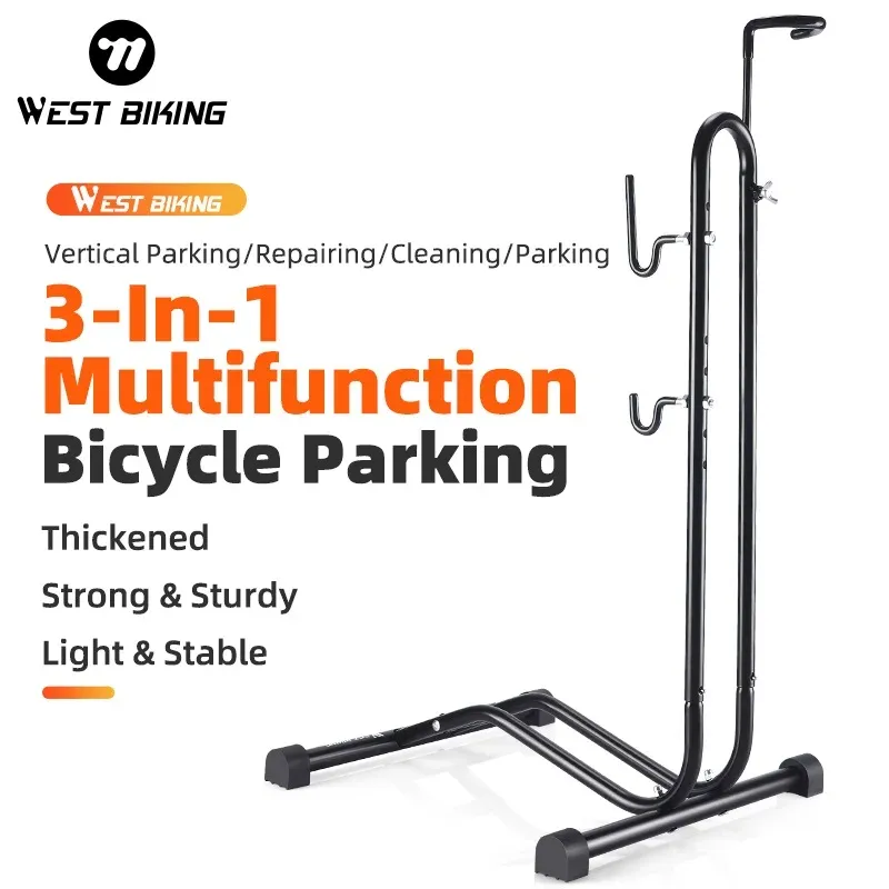 WEST BIKING 3-in-1-Fahrrad-Parkständer, multifunktionaler Fahrrad-Indoor-Garagen-Aufbewahrungsständer, MTB, Rennrad, Wartung, Reparaturständer