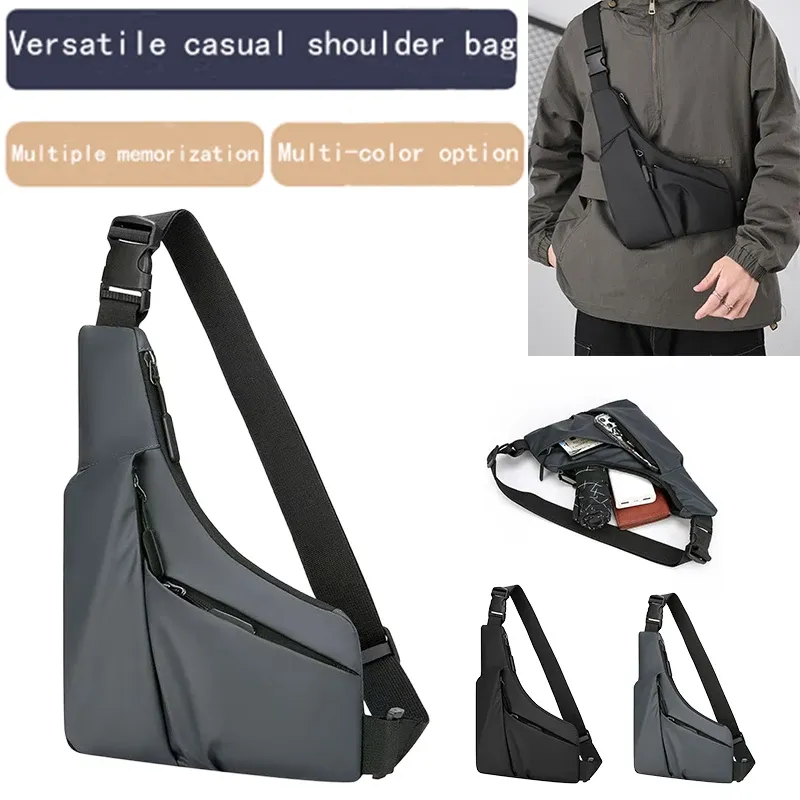 Tragbare Brusttasche für Herren, Outdoor-Sport, Umhängetasche, leicht, asymmetrisch, dünne Hüfttasche, geeignet für Reisen, Wandern, Alltag