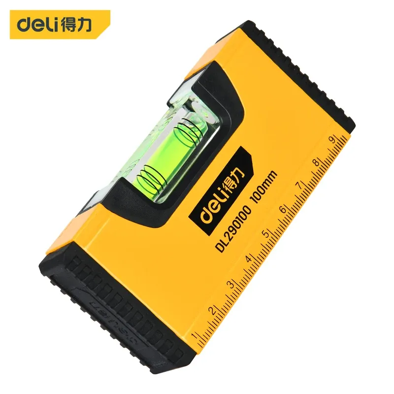 Deli 100 mm tragbare magnetische Taschenwaage, hochpräzise Wasserwaage mit Aluminiumstruktur, horizontale Wasserwaage