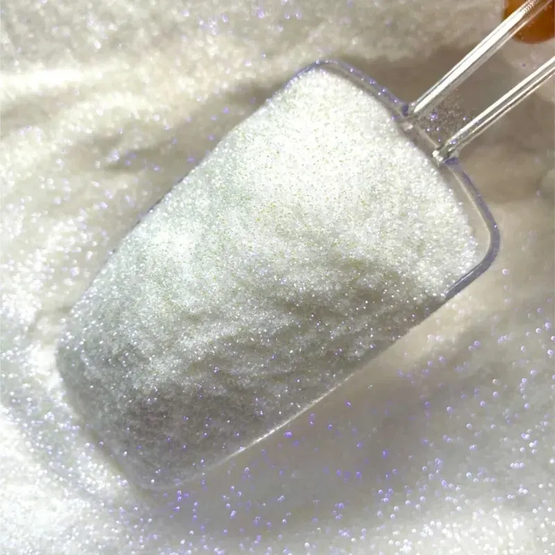 50 g/Beutel, weißes schillerndes Pulver, Nagelglitzer, 0,2 mm, ultrafeiner Glitzerstaub, holografisches Regenbogen-Chrompigment, schillernder Glitzer