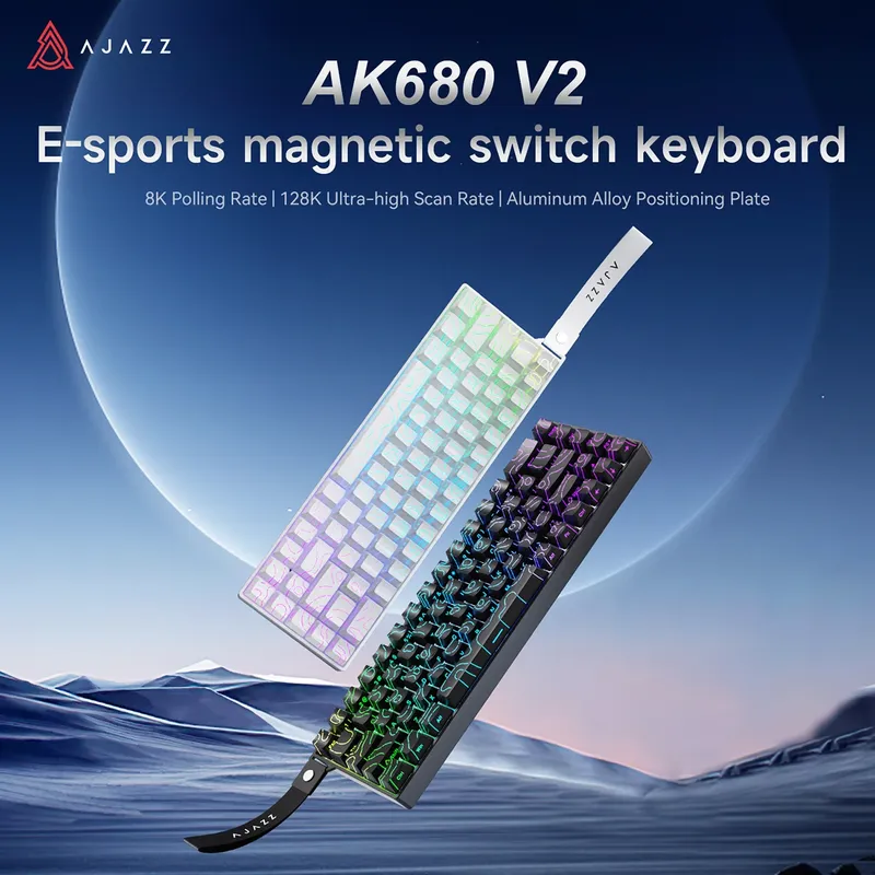 AJAZZ AK680 V2/AK680 MAX Magnetschalter Mechanische Tastatur 60 % Schnelltrigger 0,01 mm 8K Rückkehr 68 Tasten Kabelgebundene Gaming-Tastatur