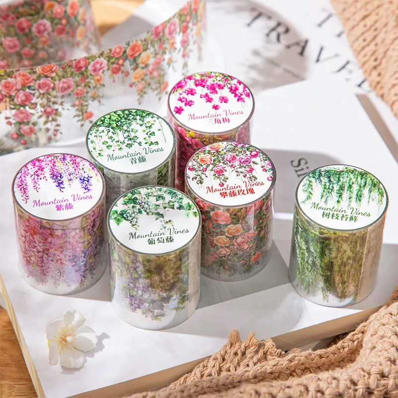 50mm*2m/Rolle Pflanze Floral PET Band Handbuch Ästhetische Dekorative Aufkleber Album Zeitschriften Scrapbooking Liefert kunst Masking Tapes