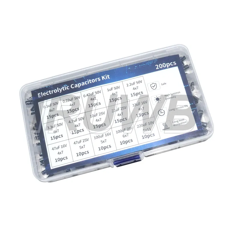 200 Stück 15 Werte Radialkondensatoren Set Elektrolytkondensator-Sortiment-Kit 10 V 16 V 25 V 50 V 0,1 uF-220 uF 0,22 uf 2,2 uf 100 uf
