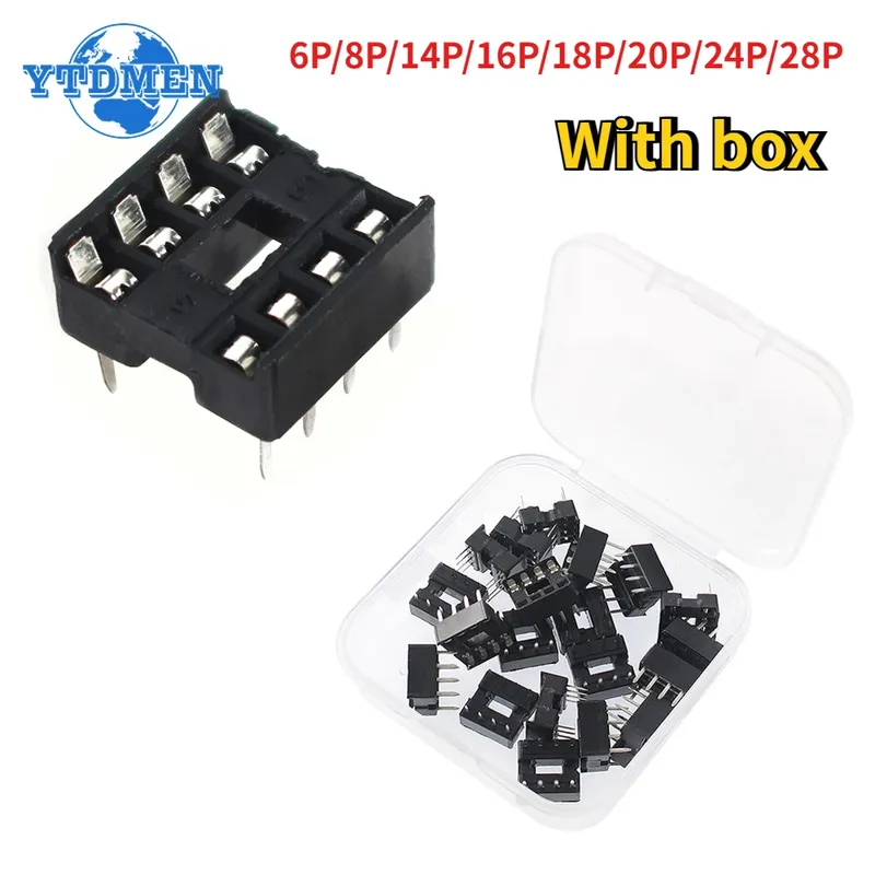 20 teile/schachtel IC Sockel 2,54mm Stecker 6pin 8pin 14pin 16pin 18pin 20pin 24pin 28pin DIP Buchse Solder typ Schmale Körper IC Sitz