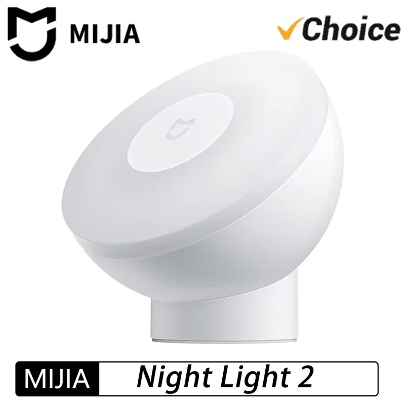 MIJIA LED-Induktions-Nachtlicht, 2 Lampen, einstellbare Helligkeit, Infrarot, intelligenter menschlicher Körpersensor mit magnetischer Basis