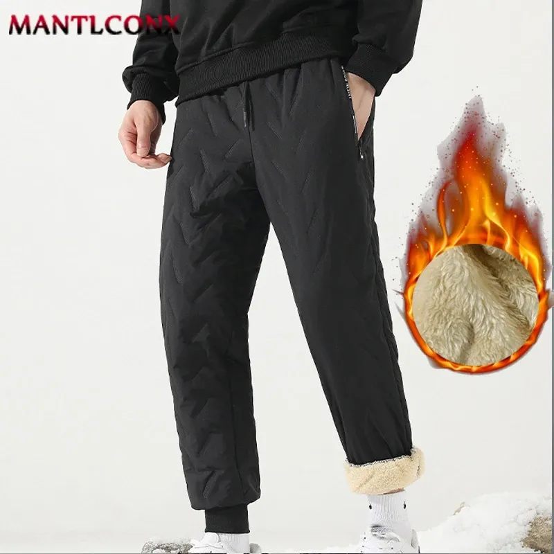 Verdickte Warme Winterhosen für Herren Jogginghosen Lässige Verdickte Jogger-Hosen Männliche Thermohosen Schwarze Graue Hosen Herren Winddicht