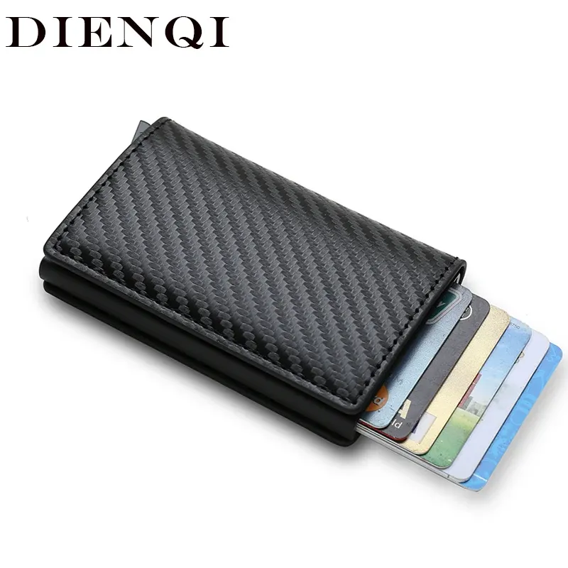 Anti Rfid Carbon Fiber ID Kreditkarte Halter Männer Brieftaschen Mini Automatische Pop up Bank Karteninhaber Fall Minimalistischen Vallet Wahl