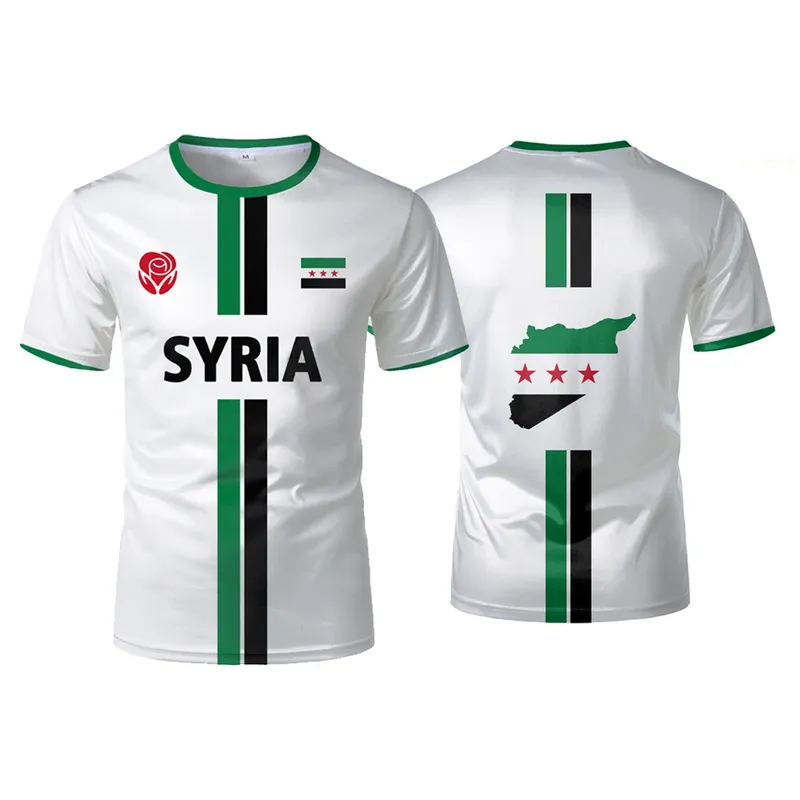 New Syria Football Jersey Herren Sport T-Shirts Syrische Flagge Straße Übergroße Tops Unisex Casual Grafik T-Shirts Herren Geschenke