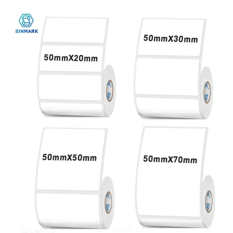 50 mm breiter Thermo-Etikettenaufkleber, weiß, selbstklebendes Etikettenpapier, Kleidung, Warenpreisschild, Anzug für Phomemo SINMARK-Drucker