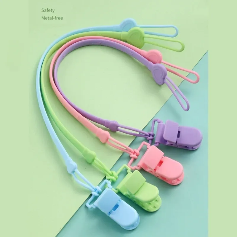 Silikon Kette Befestigter Riemen für Baby Schnuller Zahnen Clip Neugeborenen Beißring Kette Nippel Halter Pflege Zubehör