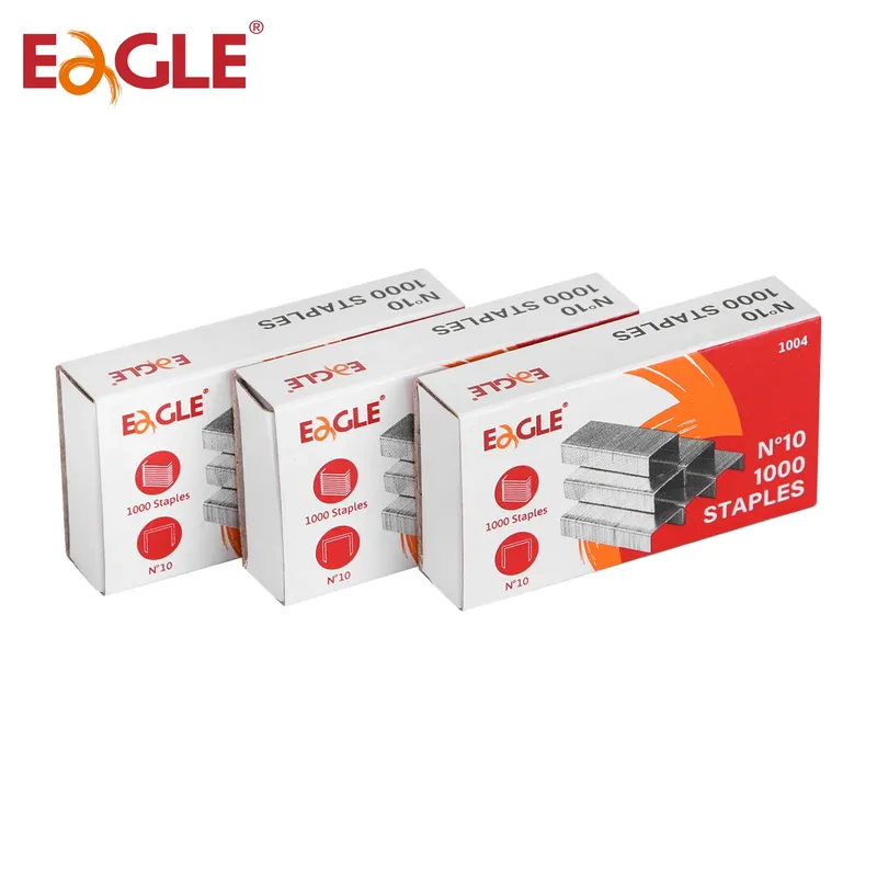 3er-Box-Großpackung Eagle No 10 Heftklammern, insgesamt 3000 Stück, 1000 Stück pro Box, Büro- und Schulbindezubehör