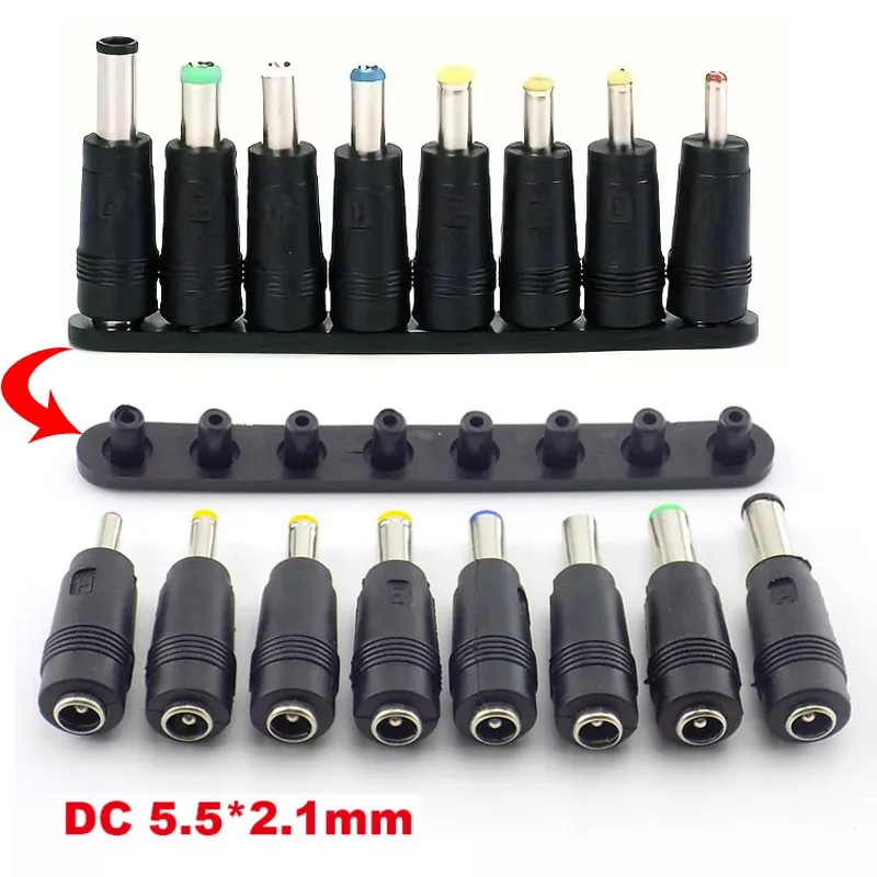 8 Stücke AC DC 5,5X2,1 MM Weibliche Jack Stecker Adapter Anschlüsse ZU 6,3 6,0 5,5 4,8 4,0 3,5mm 2,5 2,1 1,7 1,35mm Stecker Netzteil