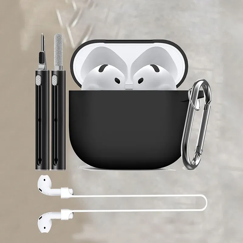 Silikon-Kopfhörerhülle für Apple AirPods 4-Hülle, kabellose Kopfhörer-Ohrhörerhülle mit Haken