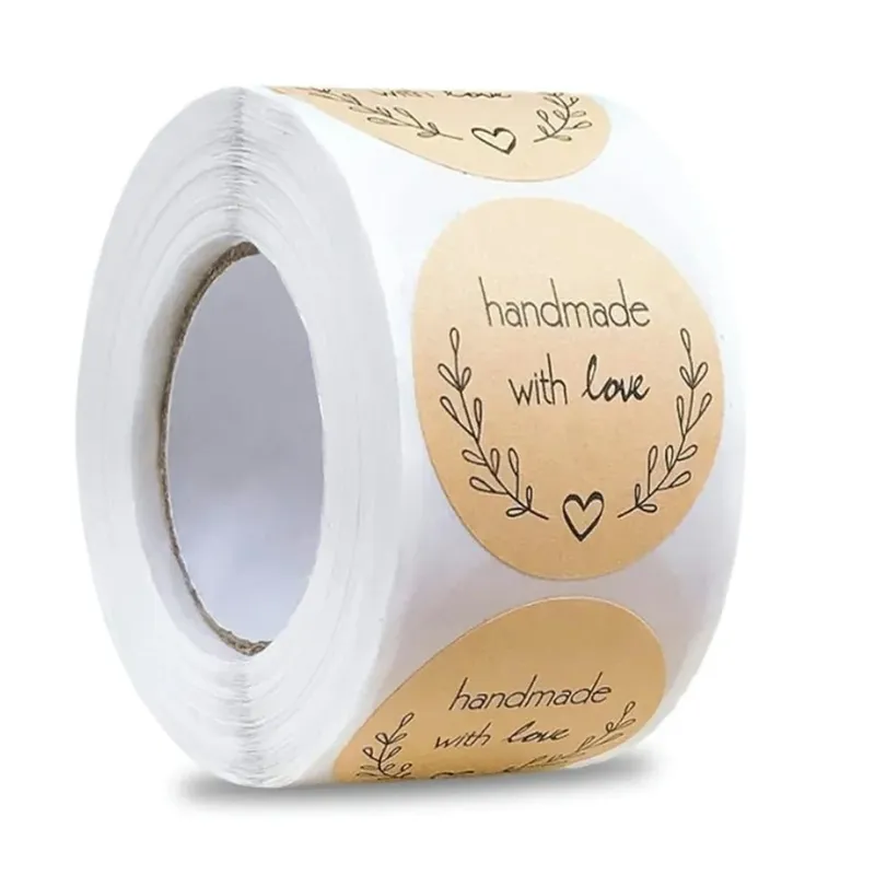 500 Stück handgefertigte Aufkleber mit Liebe, Vintage-Kraftpapier-Aufkleber, Briefpapier, Etikett, Backen, Kraftpapier-Aufkleber, Sammelalbum, Geschenk