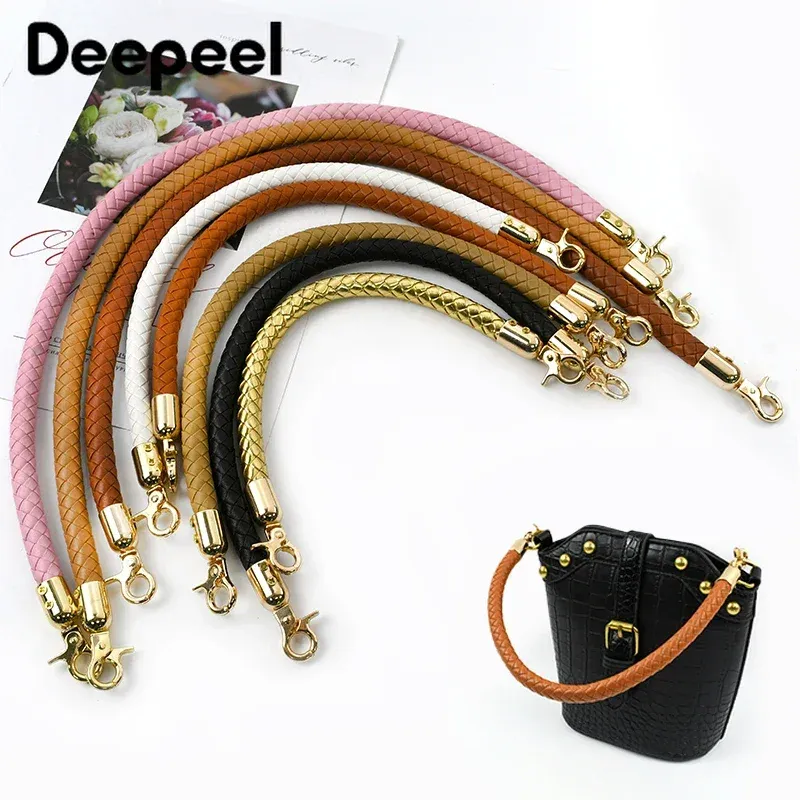 30/40/60 cm Mode PU Leder Gewebt Handtasche Griffe Metall Schnalle für Frauen Tasche Geldbörse Ersetzen Schulter gurt Griff Zubehör