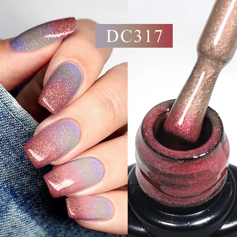 Mtssii 7ml Changing Auroras Thermal Rubber Base Gel Nagellack Nude Purple Glitter Sparking Long Lasting Manicure Art Varnish