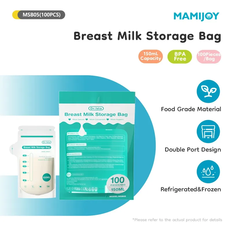 MAMIJOY 100 Stück Muttermilch-Aufbewahrungsbeutel, 150 ml, Einweg-Aufbewahrungsbeutel für gefrorene Milch mit kleiner Kapazität, sichere Fütterungsbeutel, BPA-frei, MSB05