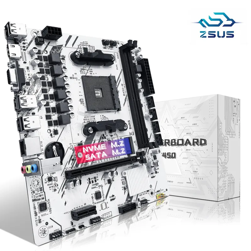 ZSUS B450 Motherboard AMD Prozessor Dual-Channel DDR4 Speicher AM4 Mainboard M.2 NVME (Unterstützt Ryzen 5500 5600 5600G CPU)