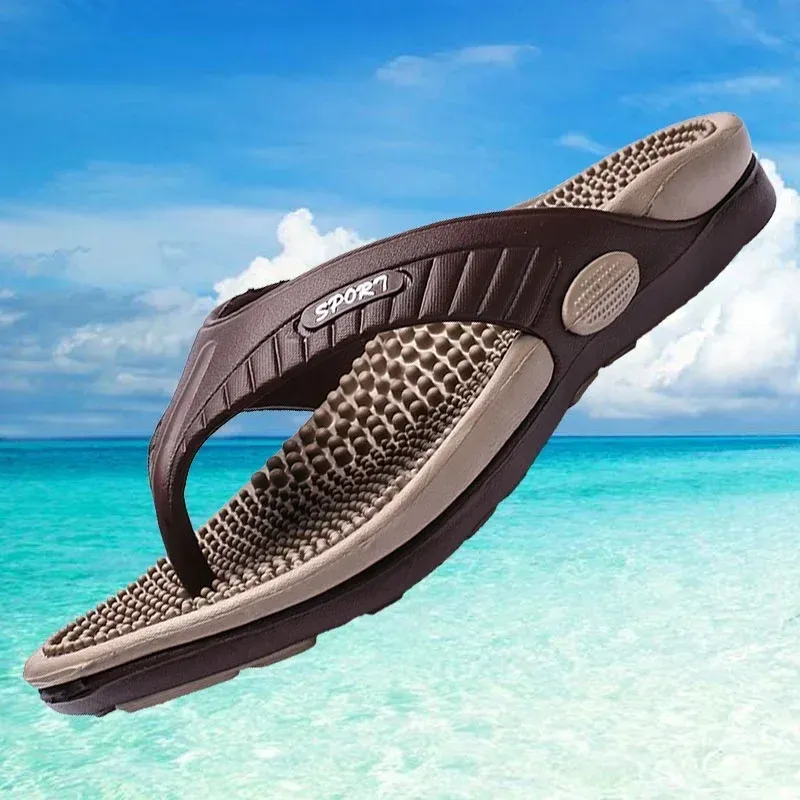 Massage-Flip-Flops für Herren, Sommer, atmungsaktiv, Strandschuhe, Sandalen, Herren, Luxus-Flip-Flops, atmungsaktiv, Übergröße, Herren-Hausschuhe, Größe