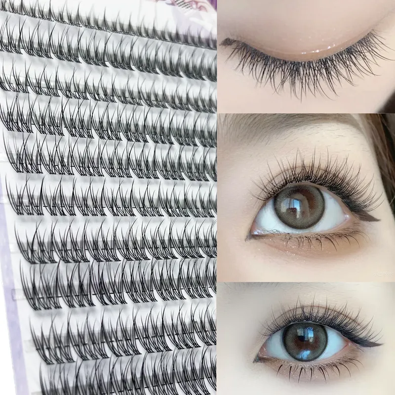 1/box 120 bundles Nerz Falsche Wimpern Natürliche Fischschwanz Lash 3D Russische Individuelle Wimpern Verlängerung Cluster Make-Up-Tool großhandel