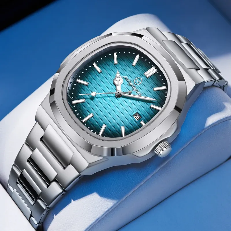 2025 neue Luxus Military Mann Uhr Quadratische Wasserdichte Leucht Datum Woche Männer Uhr Edelstahl Quarz herren Uhren Reloj + box