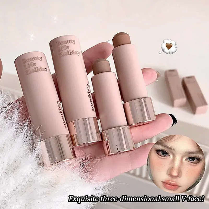 Cappuvini Feuchtigkeitsspendender, seidiger, dreidimensionaler Konturstift, natürlich, matt, einfarbig, geeignet für die Nasenschatten-Make-up-Kontur
